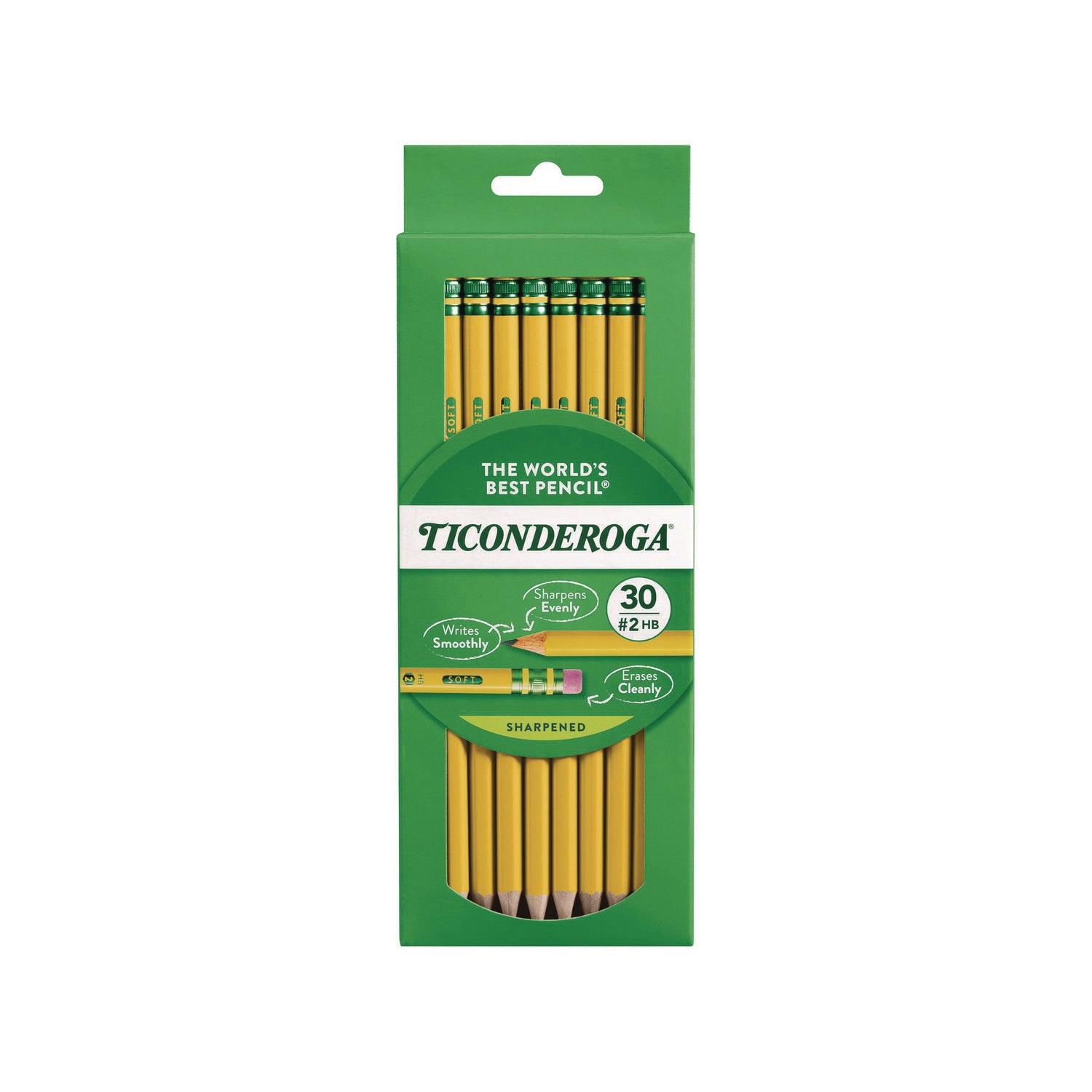 Ticonderoga Pre-Sharpened Pencil, HB (#2), Black Lead, Yellow Barrel, 30/Pack (13830)