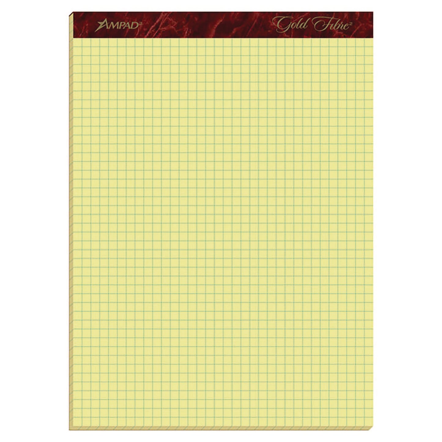 Ampad Gold Fibre Canary Quadrille Pads, Stapled with Perforated Sheets, Quadrille Rule (4 sq/in), 50 Canary 8.5 x 11.75 Sheets (22143)