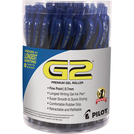 Pilot G2 Premium Gel Pen Convenience Pack, Retractable, Fine 0.7 mm, Blue Ink, Smoke/Blue Barrel, 36/Pack (84066)