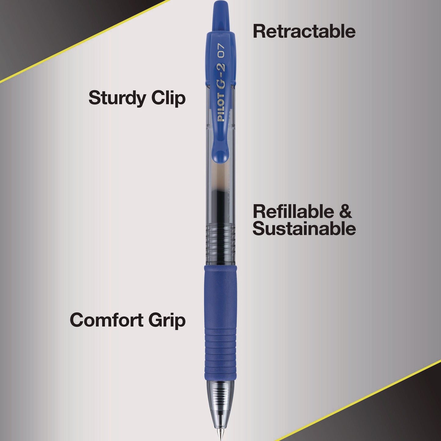 Pilot G2 Premium Gel Pen Convenience Pack, Retractable, Fine 0.7 mm, Blue Ink, Smoke/Blue Barrel, 36/Pack (84066)