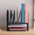 Safco Onyx Mesh Desk Organizer with Two Horizontal and Six Upright Sections, Letter Size Files, 13.25" x 11.5" x 13", Black (3255BL)