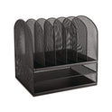 Safco Onyx Mesh Desk Organizer with Two Horizontal and Six Upright Sections, Letter Size Files, 13.25" x 11.5" x 13", Black (3255BL)