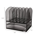 Safco Onyx Mesh Desk Organizer with Two Horizontal and Six Upright Sections, Letter Size Files, 13.25" x 11.5" x 13", Black (3255BL)