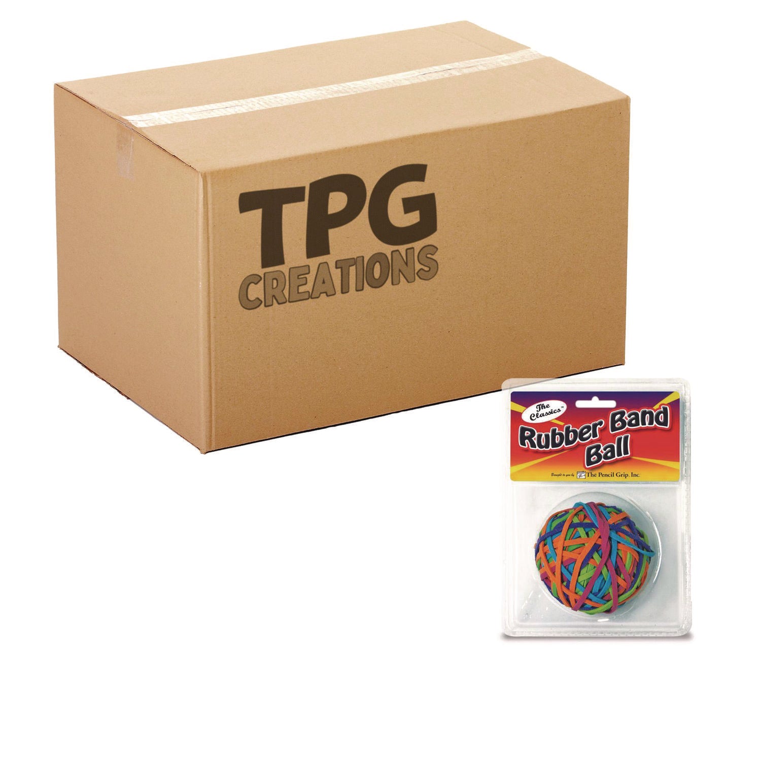 The Pencil Grip Rubber Band Ball, 2.5" Diameter, Assorted Colors, 250 Bands/Ball, 36/Carton (58136)