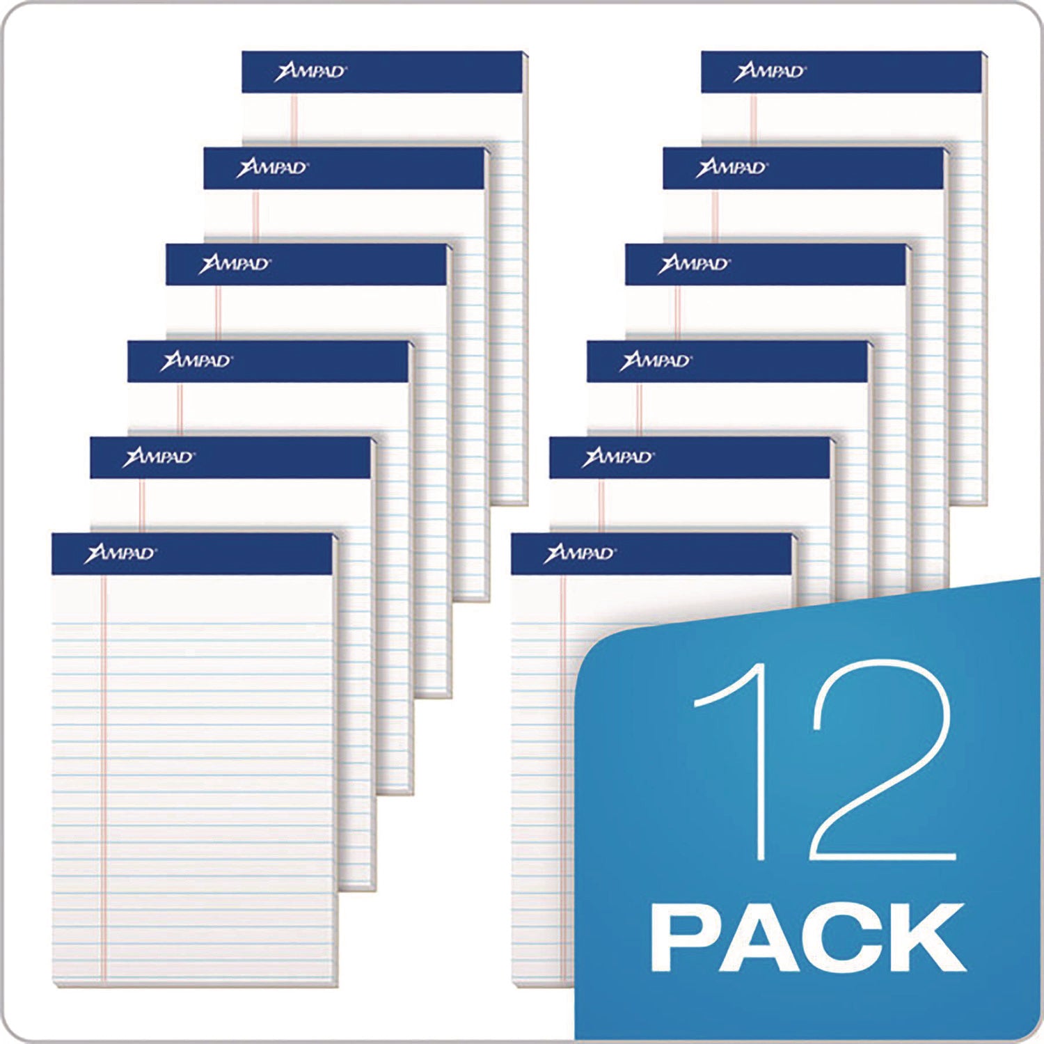 Ampad Perforated Writing Pads, Narrow Rule, 50 White 5 x 8 Sheets, Dozen (20304)