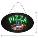 Alpine LED Oval Pizza Sign, 23 x 14, Black Frame, Green/Orange/Red/White Graphics (ALP49707)