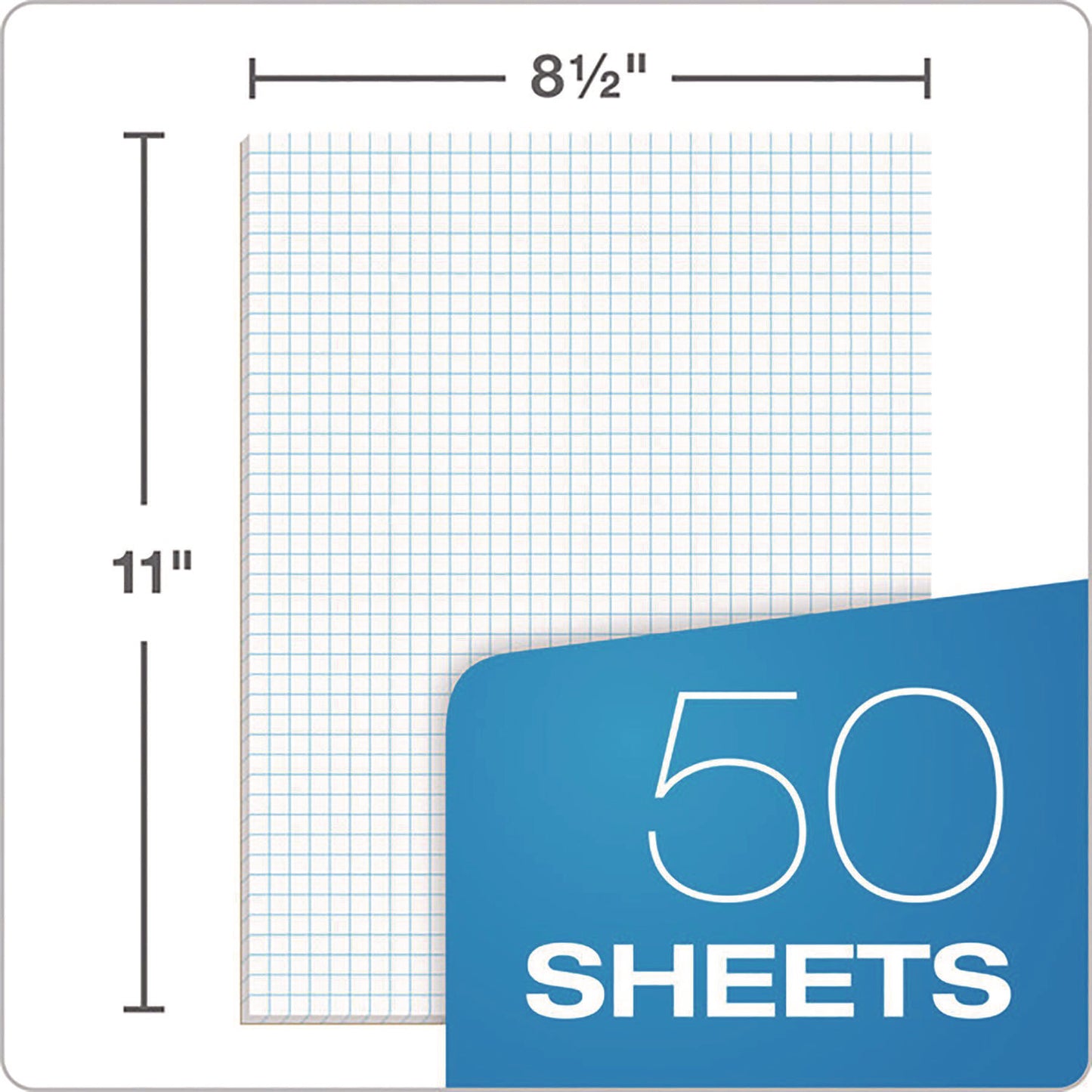 Ampad Quadrille Pads, Quadrille Rule (4 sq/in), 50 White (Standard 15 lb Bond) 8.5 x 11 Sheets (22030C)