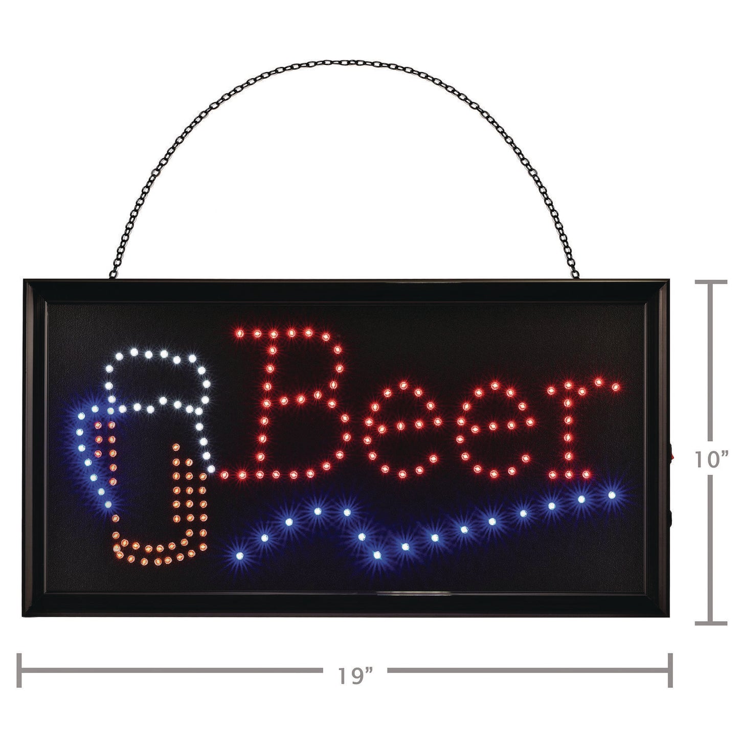 Alpine LED Rectangular Beer Sign, 19 x 10, Black Frame, Blue/Green/Orange/Red/White Graphics (ALP49714)