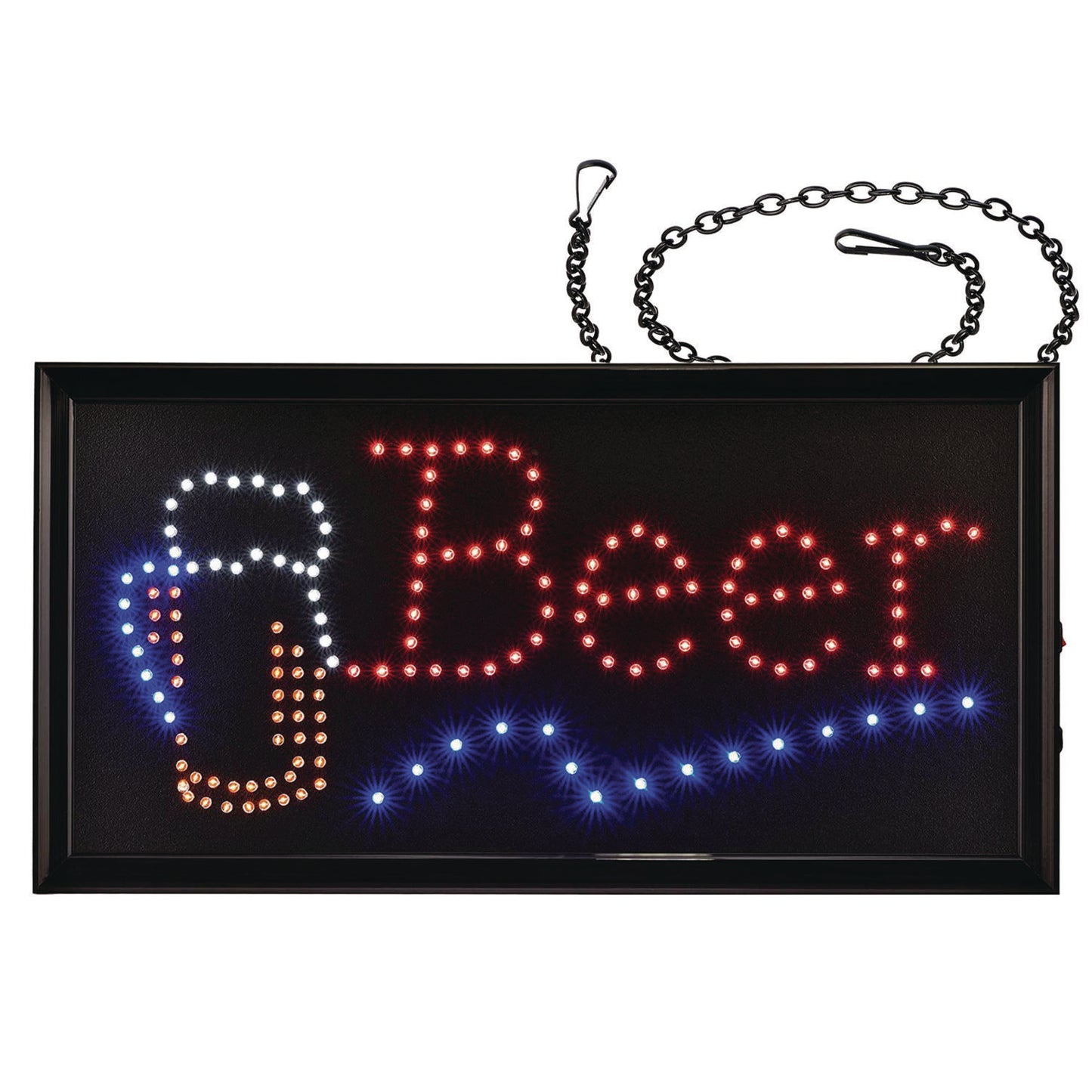 Alpine LED Rectangular Beer Sign, 19 x 10, Black Frame, Blue/Green/Orange/Red/White Graphics (ALP49714)