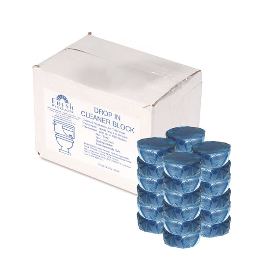 Fresh Products Drop-In Tank Non-Para Cleaner Block, Unscented, Blue, 24/Box, 3 Boxes/Carton (24DIFCT)