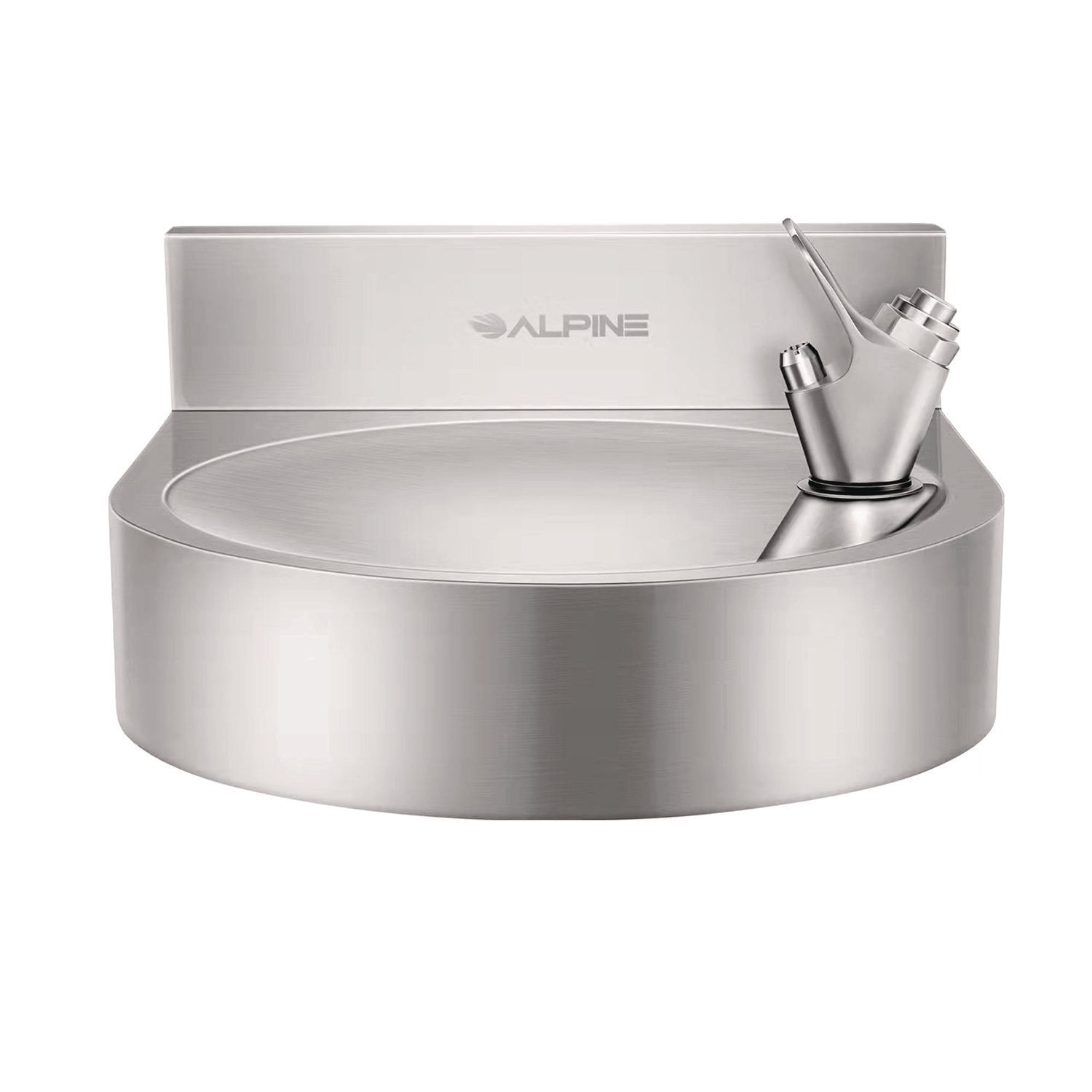 Alpine Wall-Mounted Indoor/Outdoor Water Fountain, Single-Level, Non-Filtered, Non-Refrigerated, Silver (ALP70001)