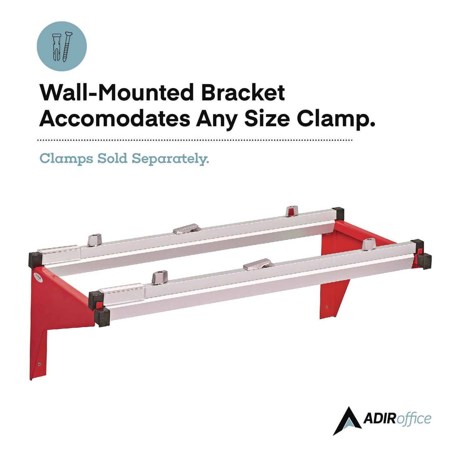 AdirOffice Drop Lift Blueprint Storage Wall Rack, Assorted Document Sizes Accommodated, 7.9" x 1.2" x 7.1", Red (I616RED)