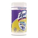 LYSOL Brand Dual Action Disinfecting Wipes, 1-Ply, 7 x 7.5, Citrus, White/Purple, 75/Canister, 6 Canisters/Carton (81700CT)