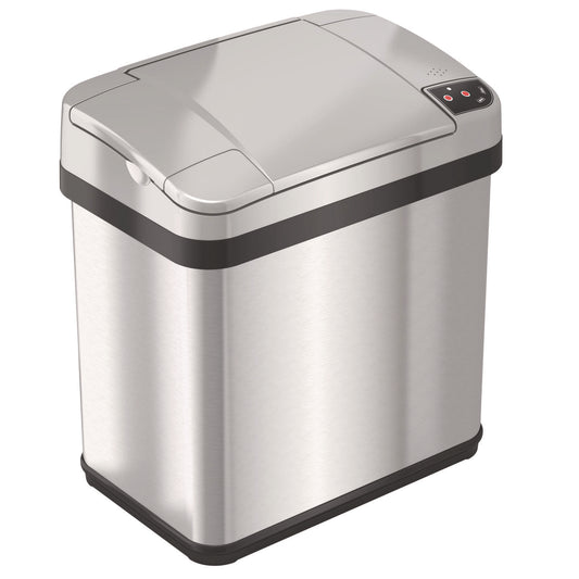 HLS Commercial Rectangular Sensor Trash Can, 2.5 gal, Plastic, Silver (HLS02SS)