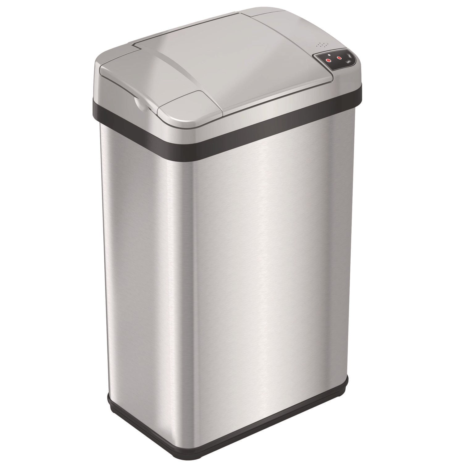 HLS Commercial Rectangular Sensor Trash Can, 4 gal, Plastic/Stainless Steel, Silver (HLS04SS)