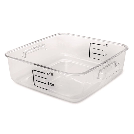 Rubbermaid Commercial SpaceSaver Square Containers, 2 qt, 8.8 x 8.75 x 2.7, Clear, Plastic (6302CLE)