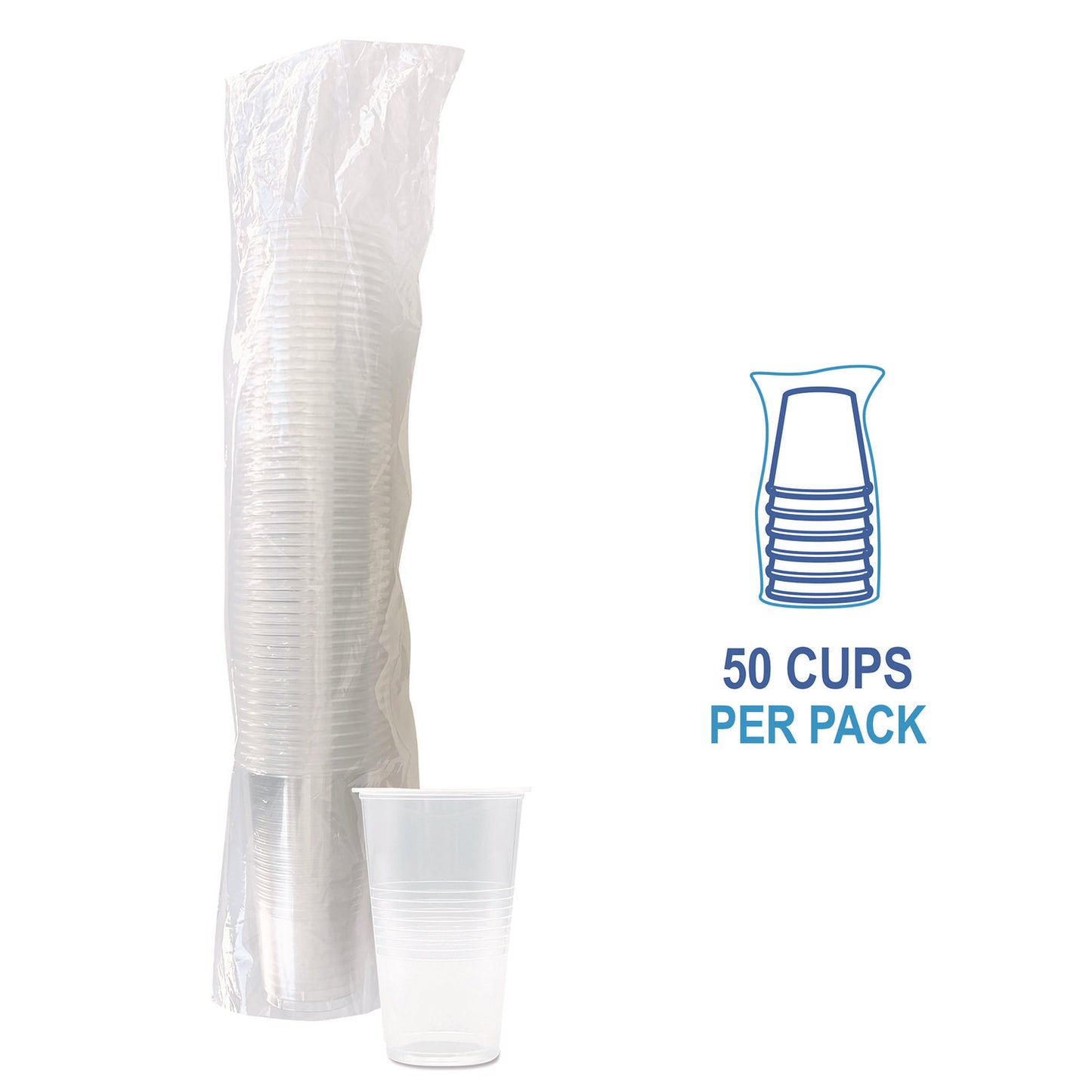 Boardwalk Translucent Plastic Cold Cups, 20 oz, Clear, 50/Pack (TRANSCUP20PK)