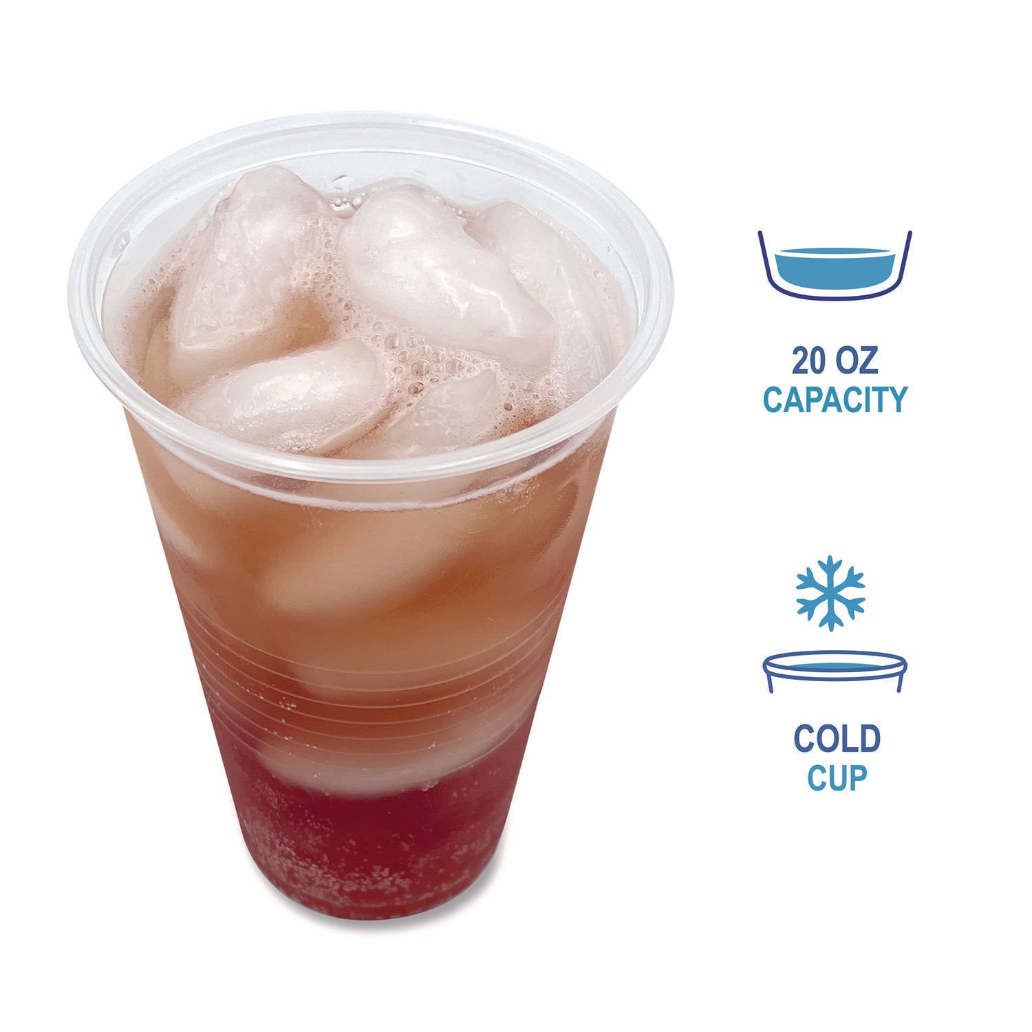 Boardwalk Translucent Plastic Cold Cups, 20 oz, Clear, 50/Pack (TRANSCUP20PK)