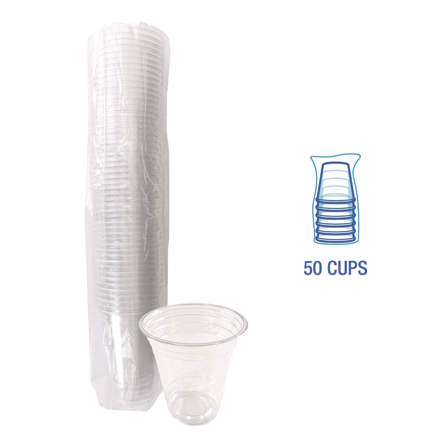 Boardwalk Clear Plastic PET Cups, 12 oz, 50/Pack (PET12SPK)