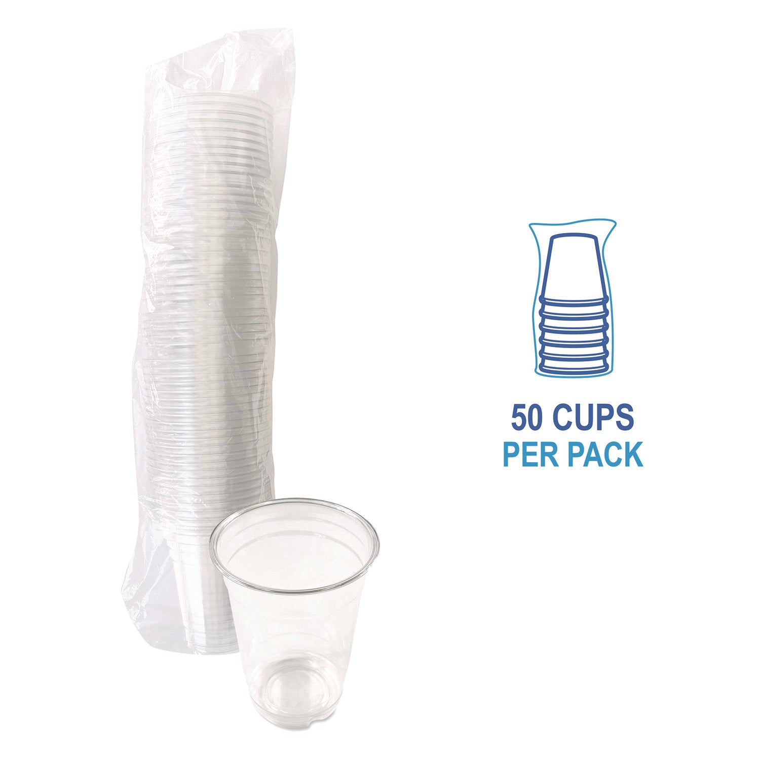 Boardwalk Clear Plastic PET Cups, 14 oz, 50/Pack (PET14PK)