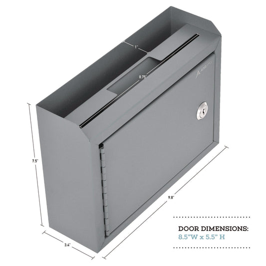 AdirOffice Medium Size Steel Multi-Purpose Secure Drop Box, 9.8 x 3.4 x 7.5, Gray (I63102GRY)