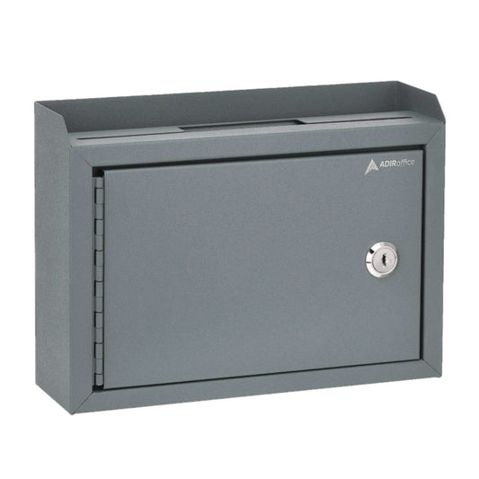 AdirOffice Medium Size Steel Multi-Purpose Secure Drop Box, 9.8 x 3.4 x 7.5, Gray (I63102GRY)