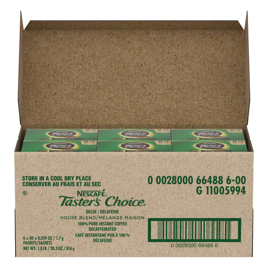 Nescaf Taster's Choice Stick Pack, Decaf, 0.06oz, 80/Box, 6 Boxes/Carton (66488CT)