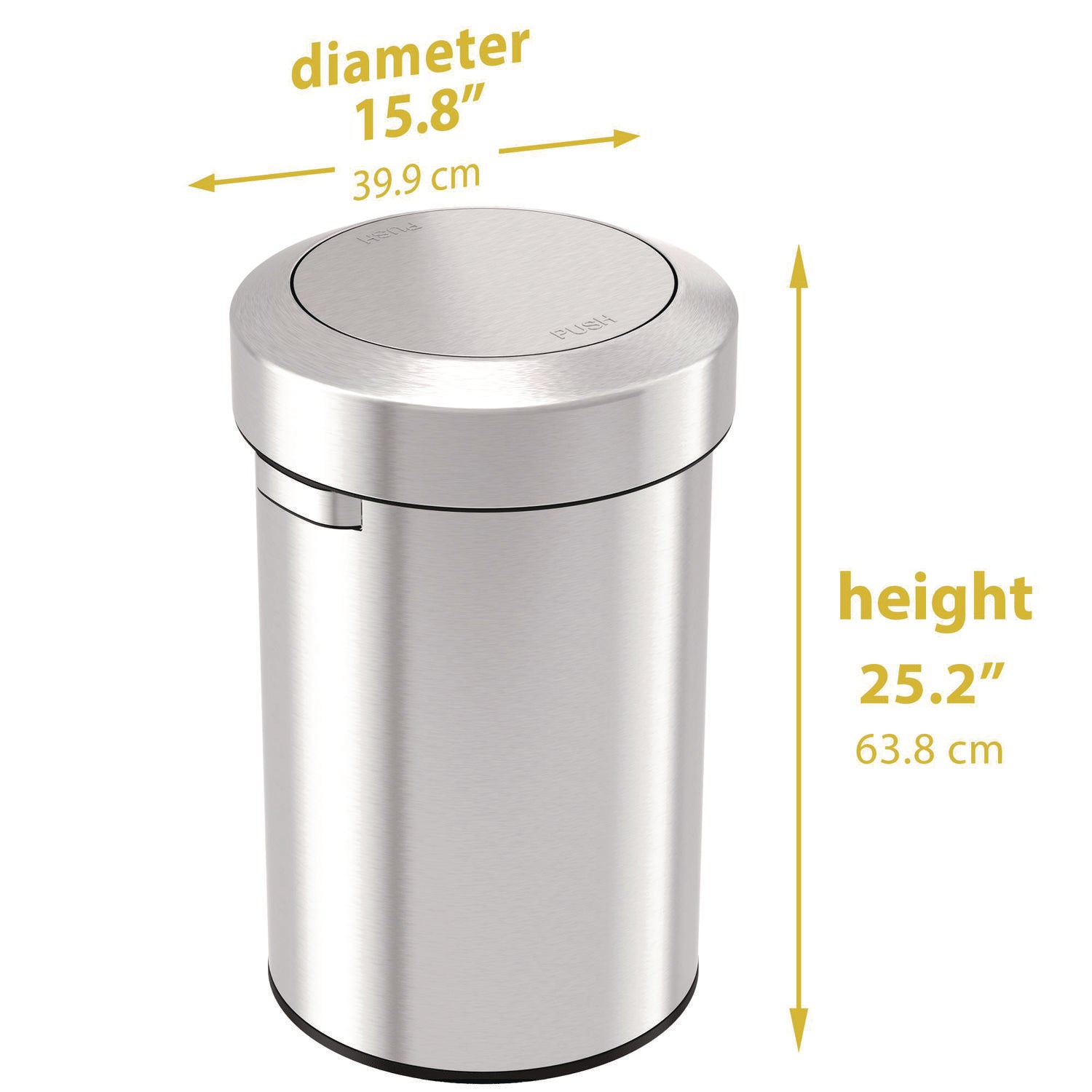 HLS Commercial Swing Top Trash Can, 17 gal, Stainless Steel, Silver (HLS17FTS)