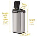 HLS Commercial Sensor Trash Can, Rectangular, 13 gal, Plastic/Stainless Steel, Silver (HLS13MX)