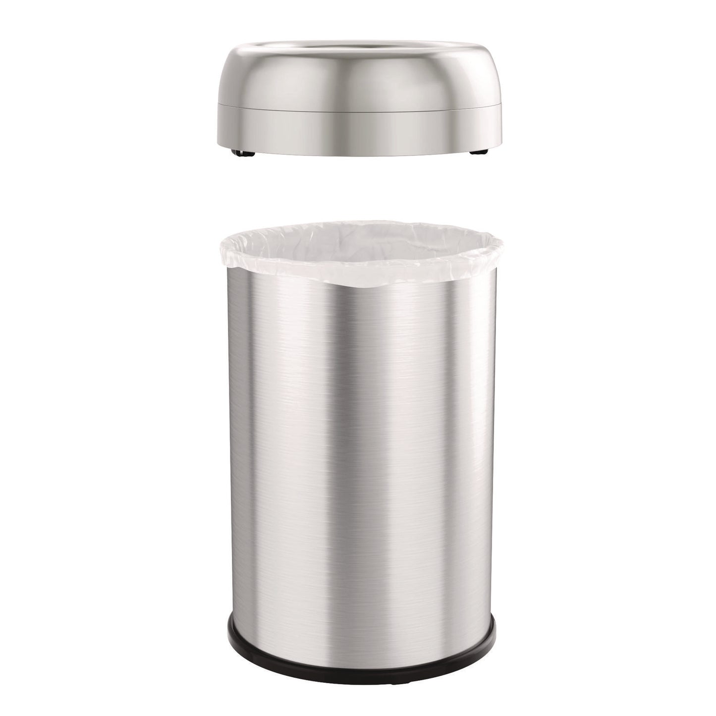 HLS Commercial Open Top Trash Can, 13 gal, Plastic/Stainless Steel, Silver (HLS13STR)