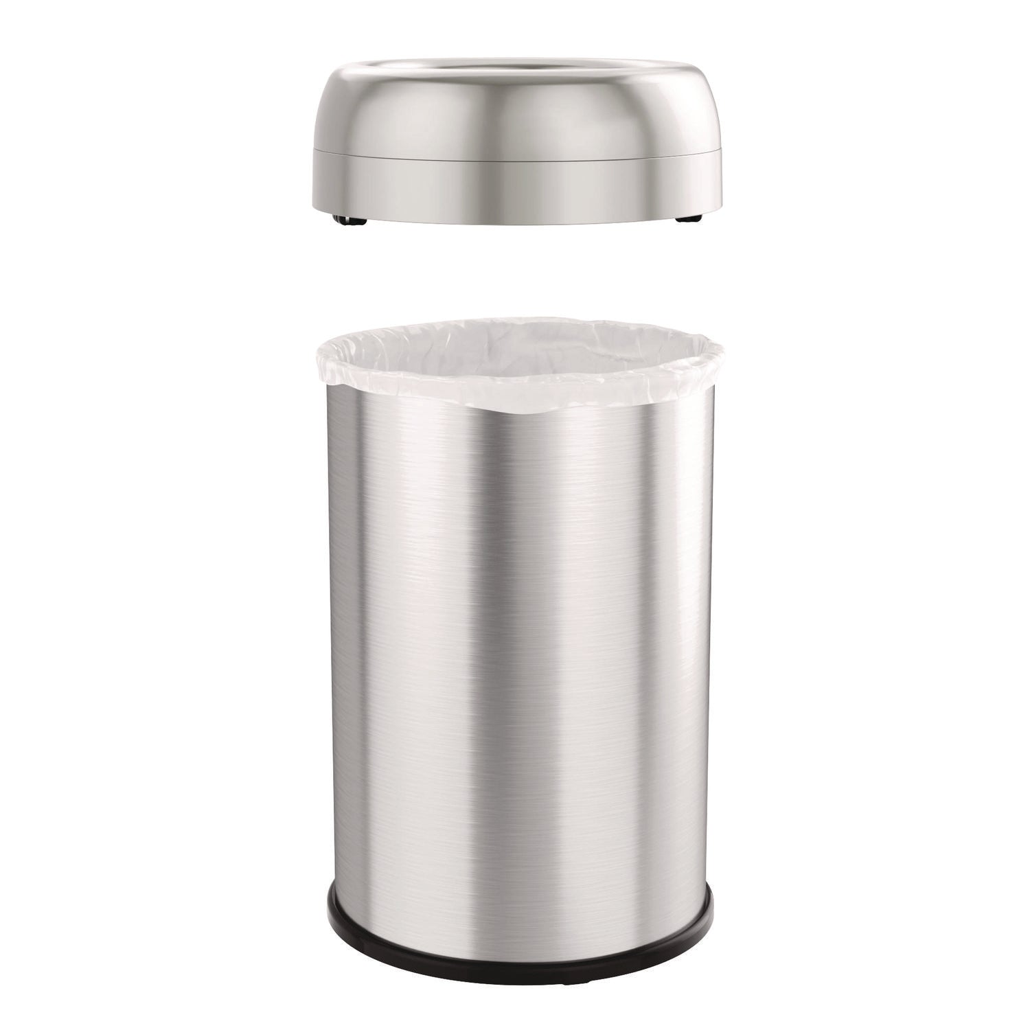 HLS Commercial Open Top Trash Can, 13 gal, Plastic/Stainless Steel, Silver (HLS13STR)