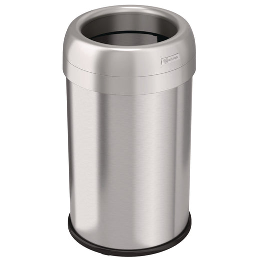 HLS Commercial Open Top Trash Can, 13 gal, Plastic/Stainless Steel, Silver (HLS13STR)