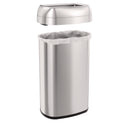 HLS Commercial Open Top Trash Can, Oval, 16 gal, Plastic/Stainless Steel, Silver (HLS16STV)