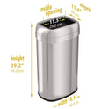 HLS Commercial Open Top Trash Can, Oval, 16 gal, Plastic/Stainless Steel, Silver (HLS16STV)