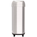 HLS Commercial Open Top Trash Can with Wheels, Oval, 16 gal, Plastic/Stainless Steel, Silver (HLS16STVM)