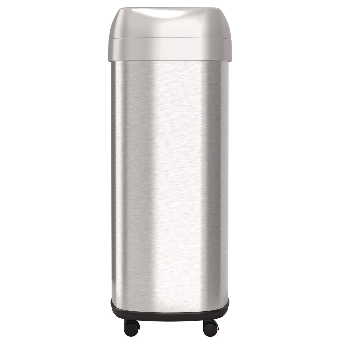 HLS Commercial Open Top Trash Can with Wheels, Oval, 16 gal, Plastic/Stainless Steel, Silver (HLS16STVM)