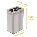 HLS Commercial Open Top Trash Can, Rectangular, 16 gal, Plastic/Stainless Steel, Silver (HLS16UOT)