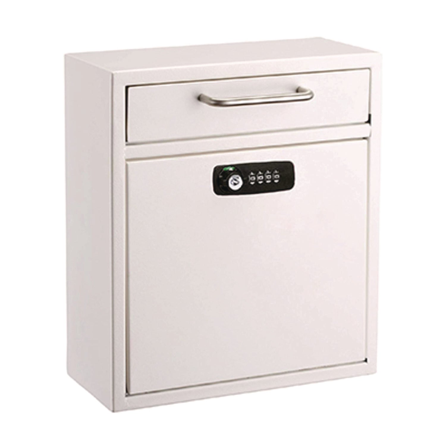 AdirOffice Medium Secure Drop Box Wall Mounted Locking Mail Box with Key and Combination Lock, 10.51 x 4.72 x 12, White (I63105WHIKC)