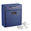 AdirOffice Medium Secure Drop Box Wall Mounted Locking Mail Box with Key and Combination Lock, 10.51 x 4.72 x 12, Blue (I63105BLUKC)