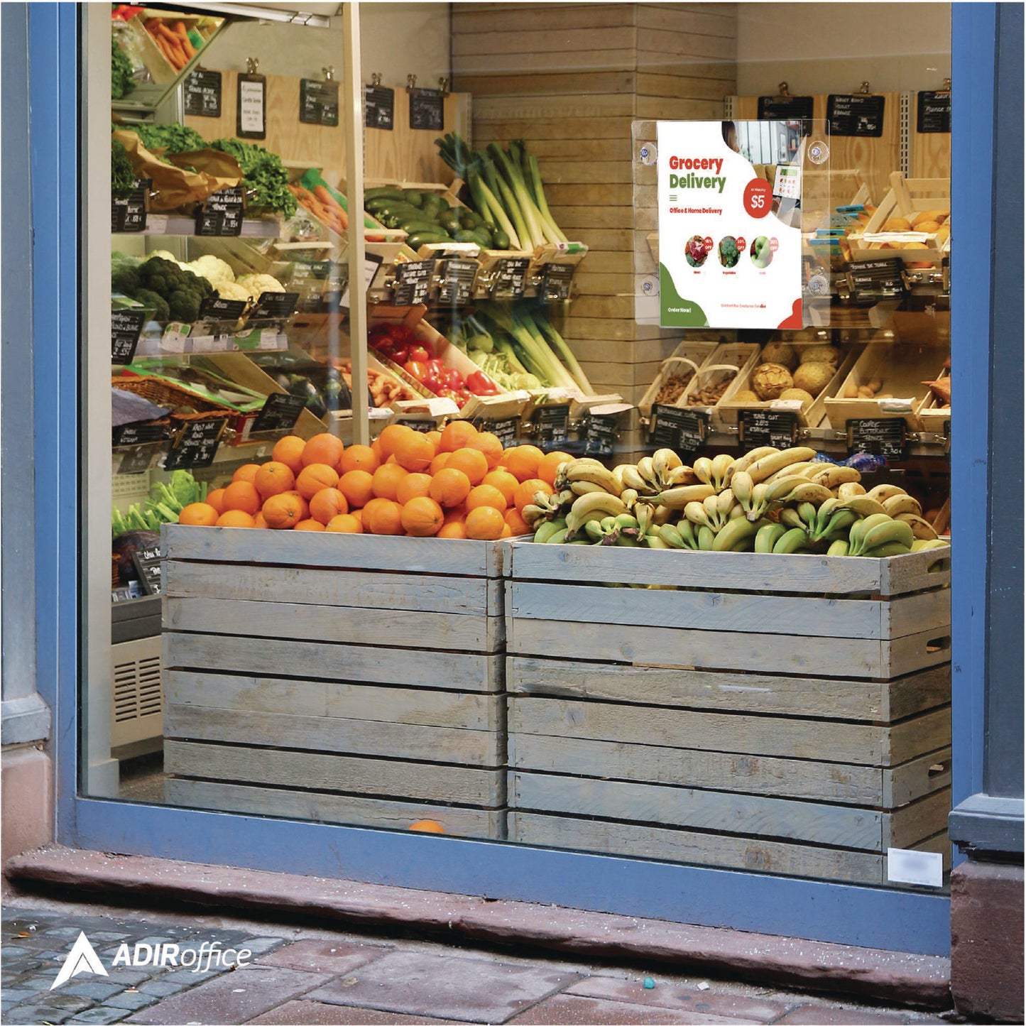 AdirOffice Clear Suction Acrylic Window Sign Holder, 8 x 11, Clear Frame, 2/Pack (I6398511WSH2)