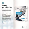AdirOffice Clear Suction Acrylic Window Sign Holder, 8 x 11, Clear Frame, 2/Pack (I6398511WSH2)
