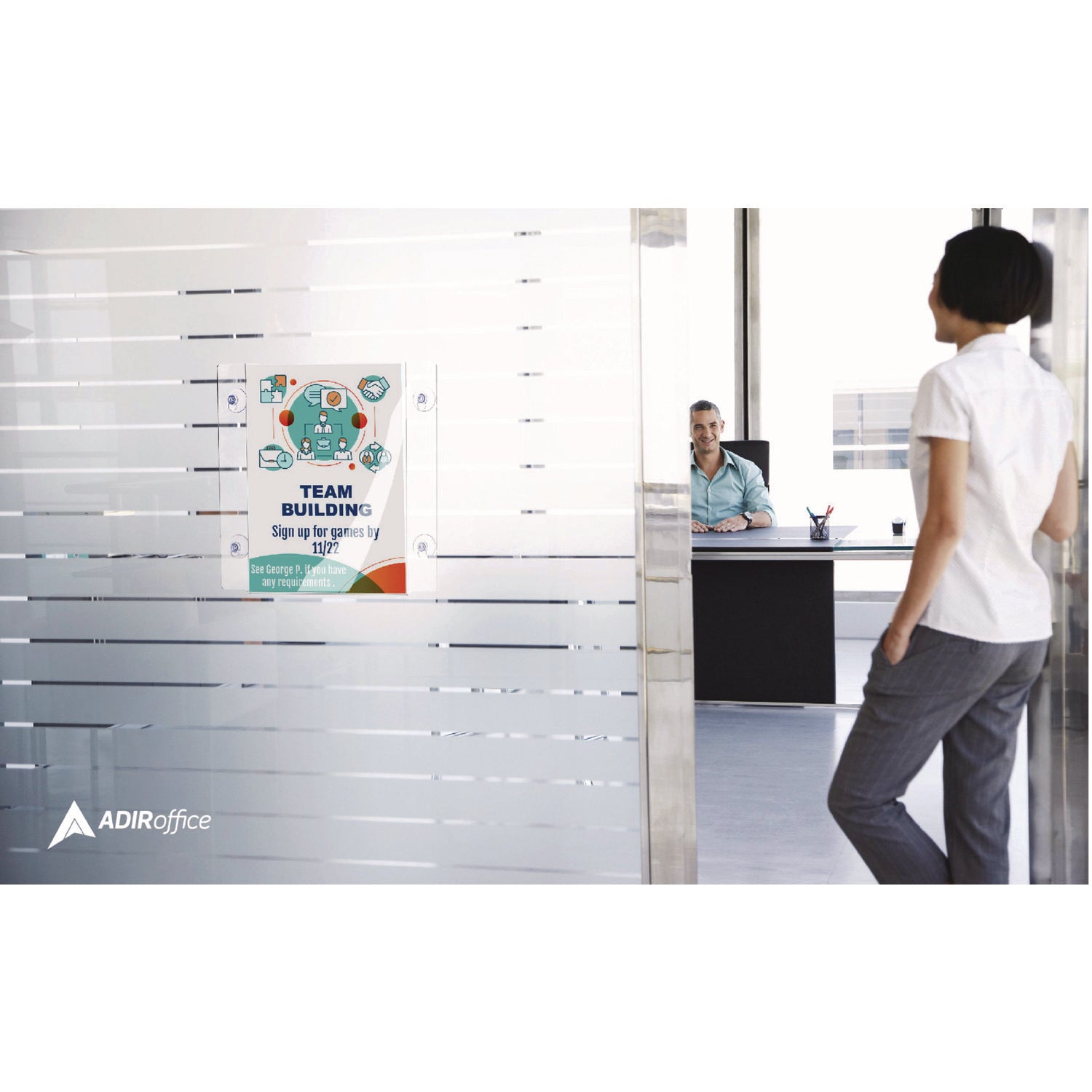 AdirOffice Clear Suction Acrylic Window Sign Holder, 8 x 11, Clear Frame, 2/Pack (I6398511WSH2)