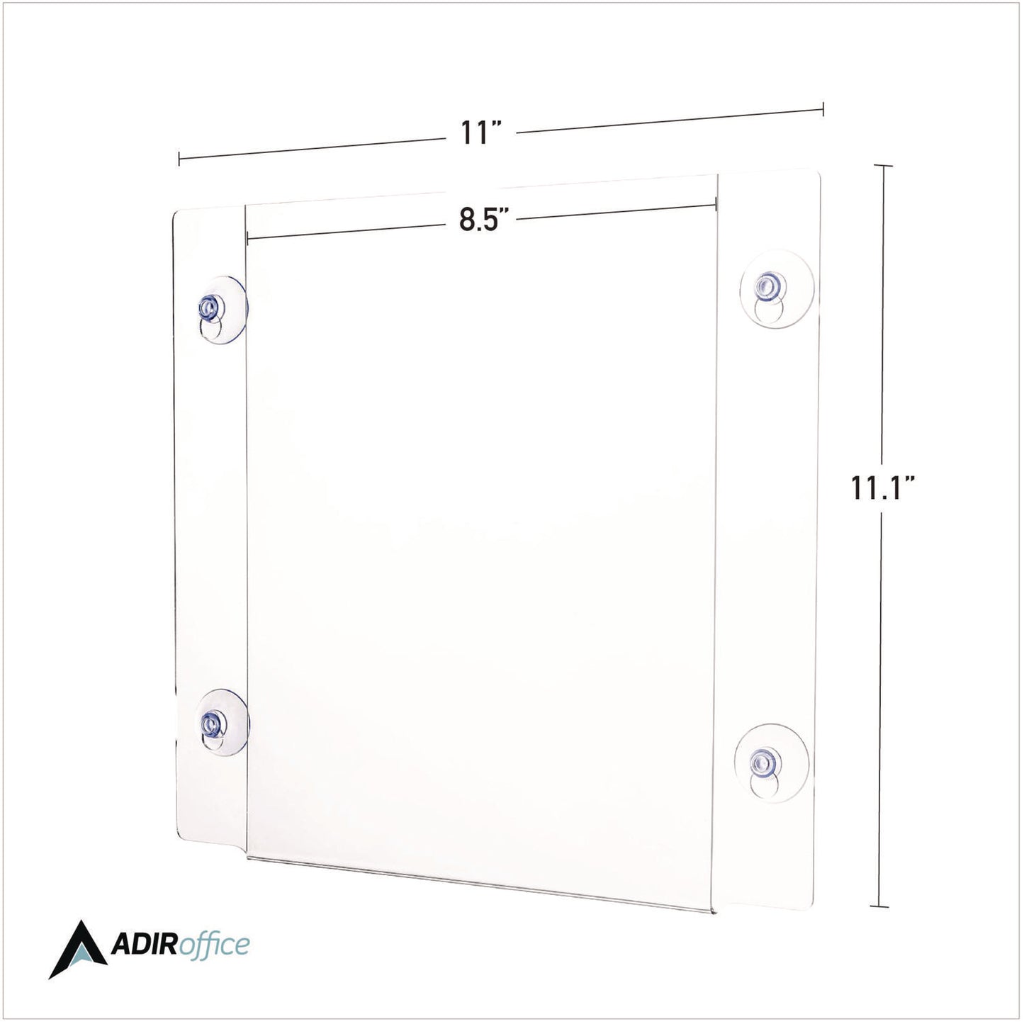 AdirOffice Clear Suction Acrylic Window Sign Holder, 8 x 11, Clear Frame, 6/Pack (I6398511WSH6)