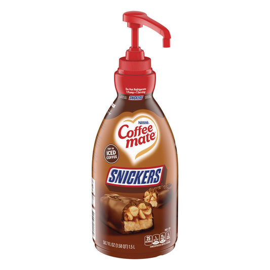 Coffee-mate Liquid Coffee Creamer, Snickers, 1.5 Liter Pump Bottle (97955EA)