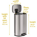 HLS Commercial Fire-Resistant Step Pedal Trash Can, 8 gal, Plastic/Stainless Steel, Silver (HLSS08RFR)