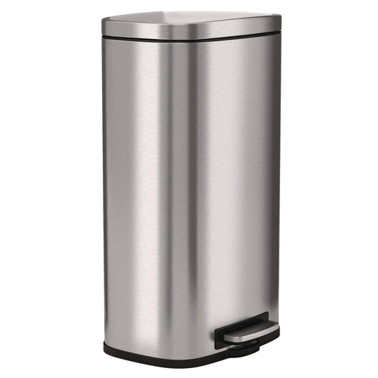 HLS Commercial Fire-Resistant Step Pedal Trash Can, 8 gal, Plastic/Stainless Steel, Silver (HLSS08RFR)