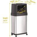 HLS Commercial Dual Push Door Trash Can, 18 gal, Stainless Steel, Silver/Black (HLS18DPO)