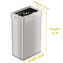 HLS Commercial Open Top Trash Can, Rectangular, 18 gal, Plastic/Stainless Steel, Silver (HLS18UOT)