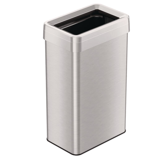 HLS Commercial Open Top Trash Can, Rectangular, 18 gal, Plastic/Stainless Steel, Silver (HLS18UOT)