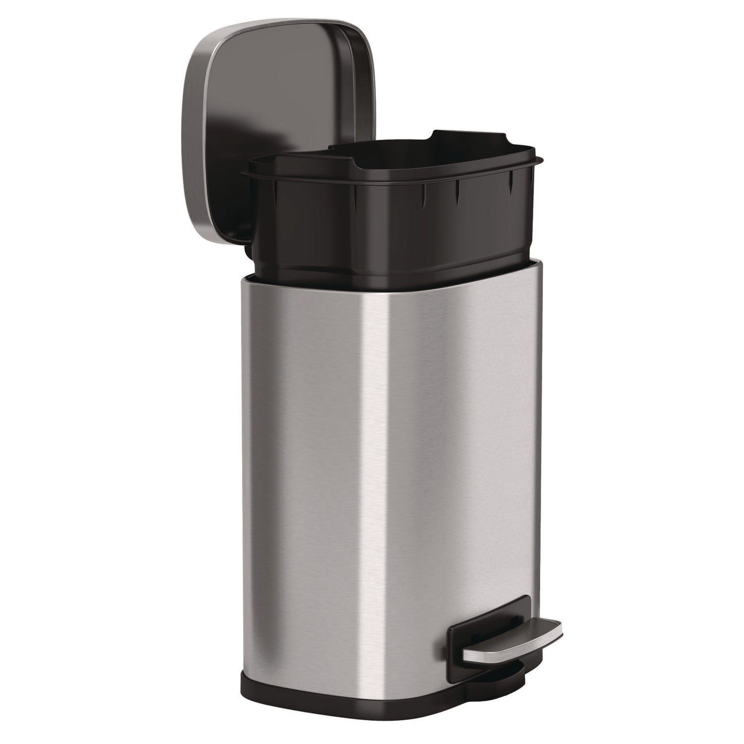 HLS Commercial Step Pedal Trash Can, 1.3 gal, Plastic/Stainless Steel, Silver (HLSS01R)